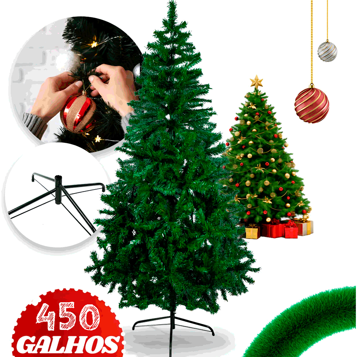 Árvore Natal Verde 2,10 Metros 450 Galhos Cheia Tradicional Pinheiro Grande