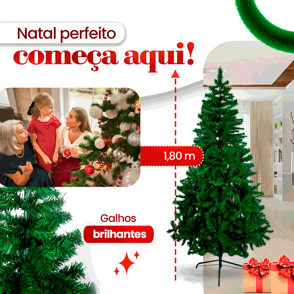 Árvore Natal Verde 2,10 Metros 450 Galhos Cheia Tradicional Pinheiro Grande