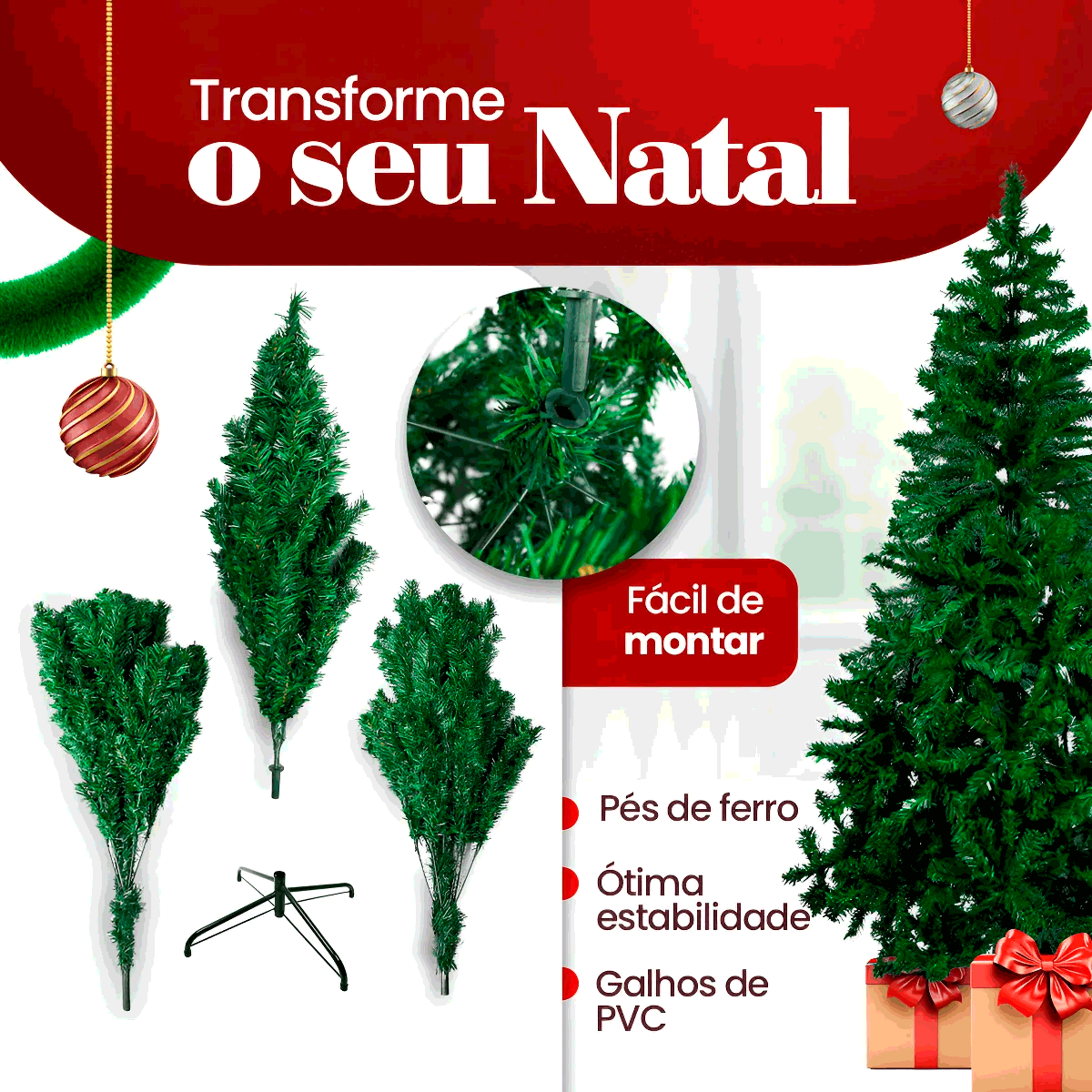 Árvore Natal Verde 2,10 Metros 450 Galhos Cheia Tradicional Pinheiro Grande
