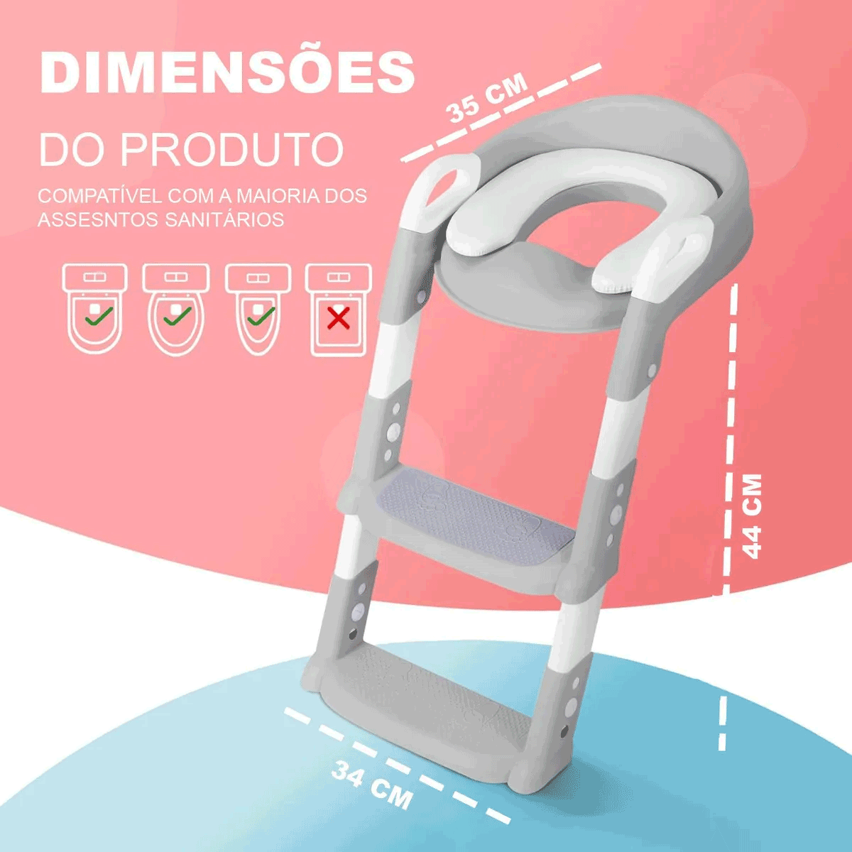 Assento Redutor Com Escada Troninho Infantil Desfralde