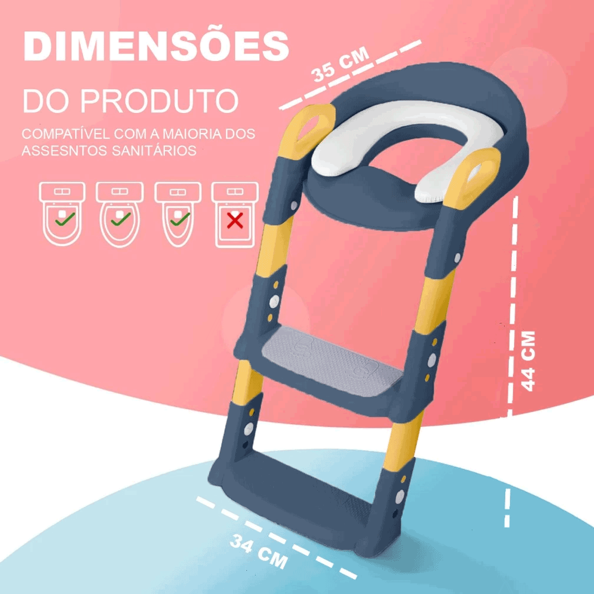 Assento Redutor Com Escada Troninho Infantil Desfralde