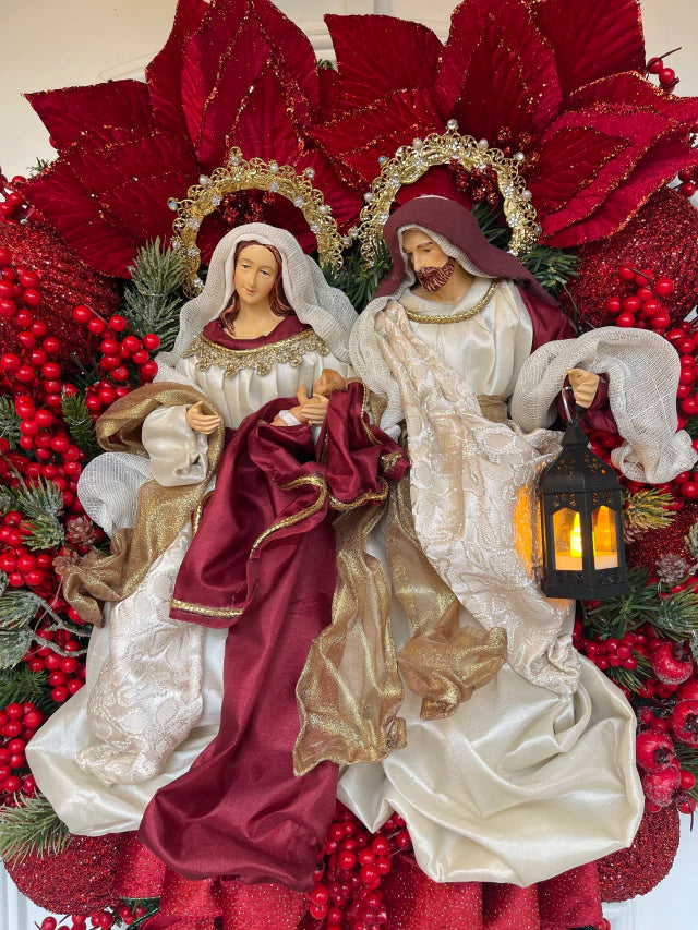 Guirlanda De Natal Sagrada Família C/ Led 65cm