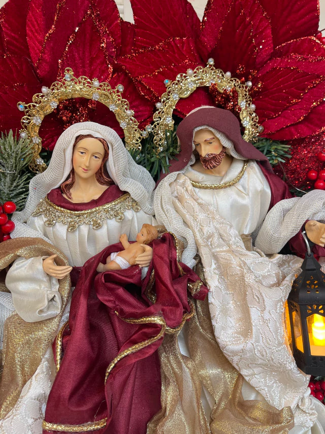 Guirlanda De Natal Sagrada Família C/ Led 65cm