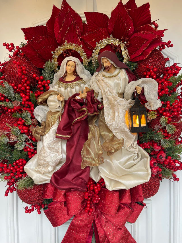 Guirlanda De Natal Sagrada Família C/ Led 65cm