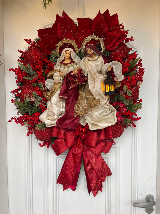 Guirlanda De Natal Sagrada Família C/ Led 65cm