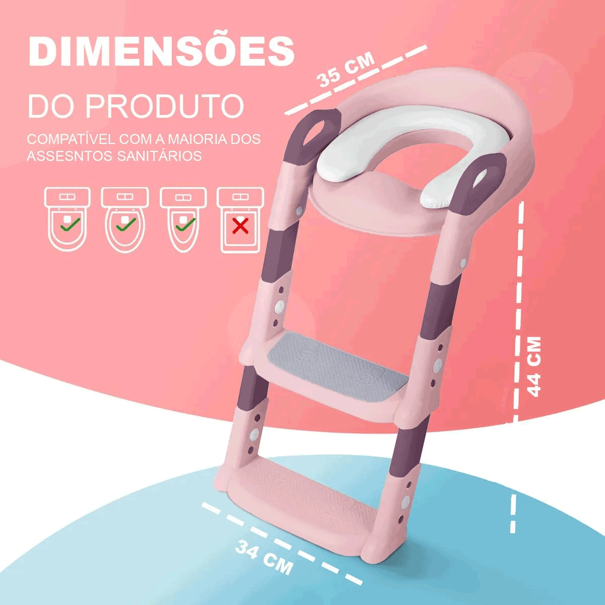 Assento Redutor Com Escada Troninho Infantil Desfralde